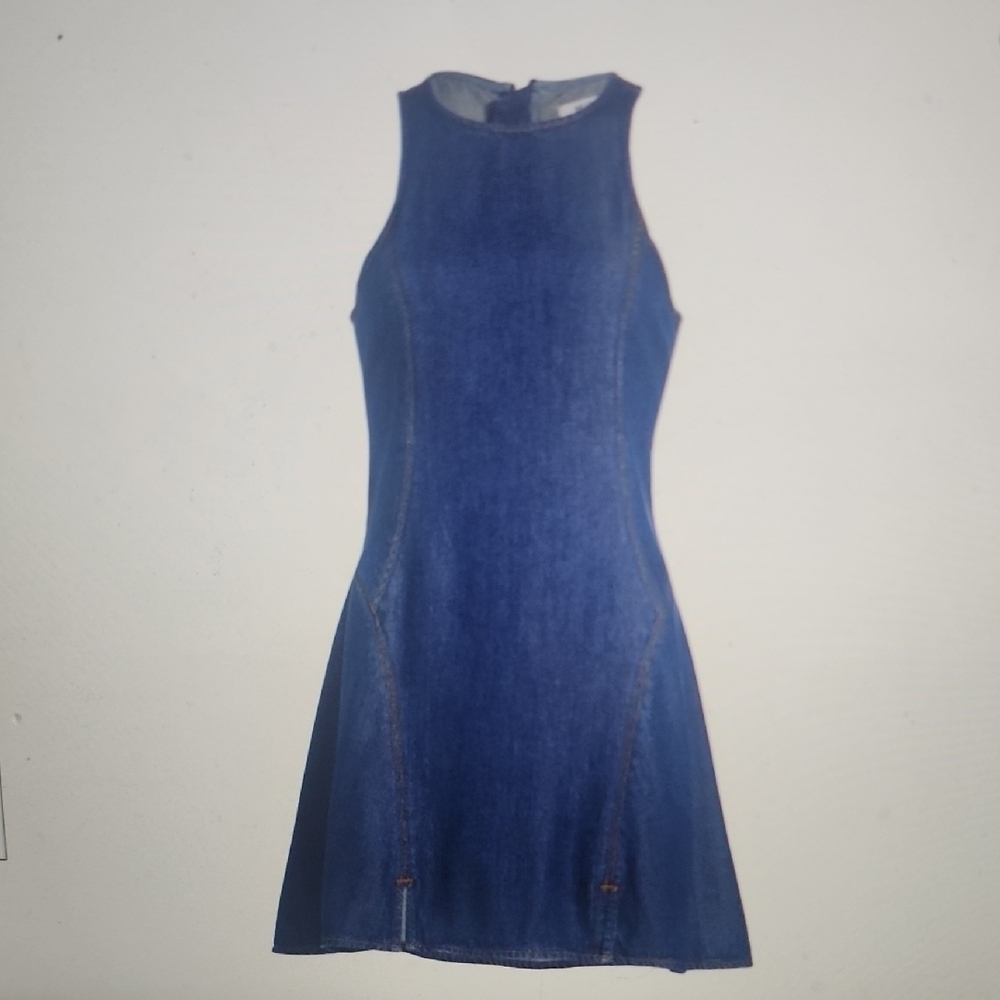 Re/Done Denim Split-Front Racerback Mini Dress Size S $395